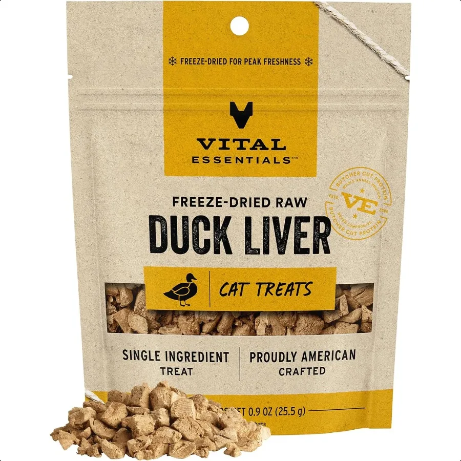 Duck Liver Cat Treats 0.9 oz FreezeDried Raw Single Ingredient Grain Free Gluten Free Filler Free