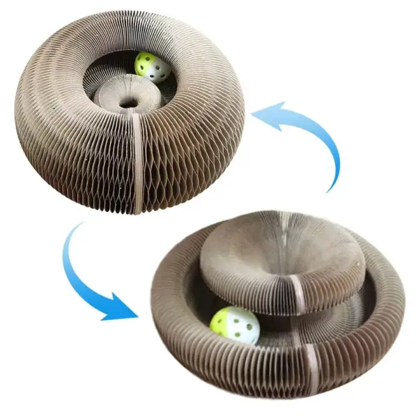 Magic Organ Cat Scratching Board Interactive Cat Toy with Ball Scalable Round Corrugated Cat Scratcher Toy Kitten Game Supplies - Image 5