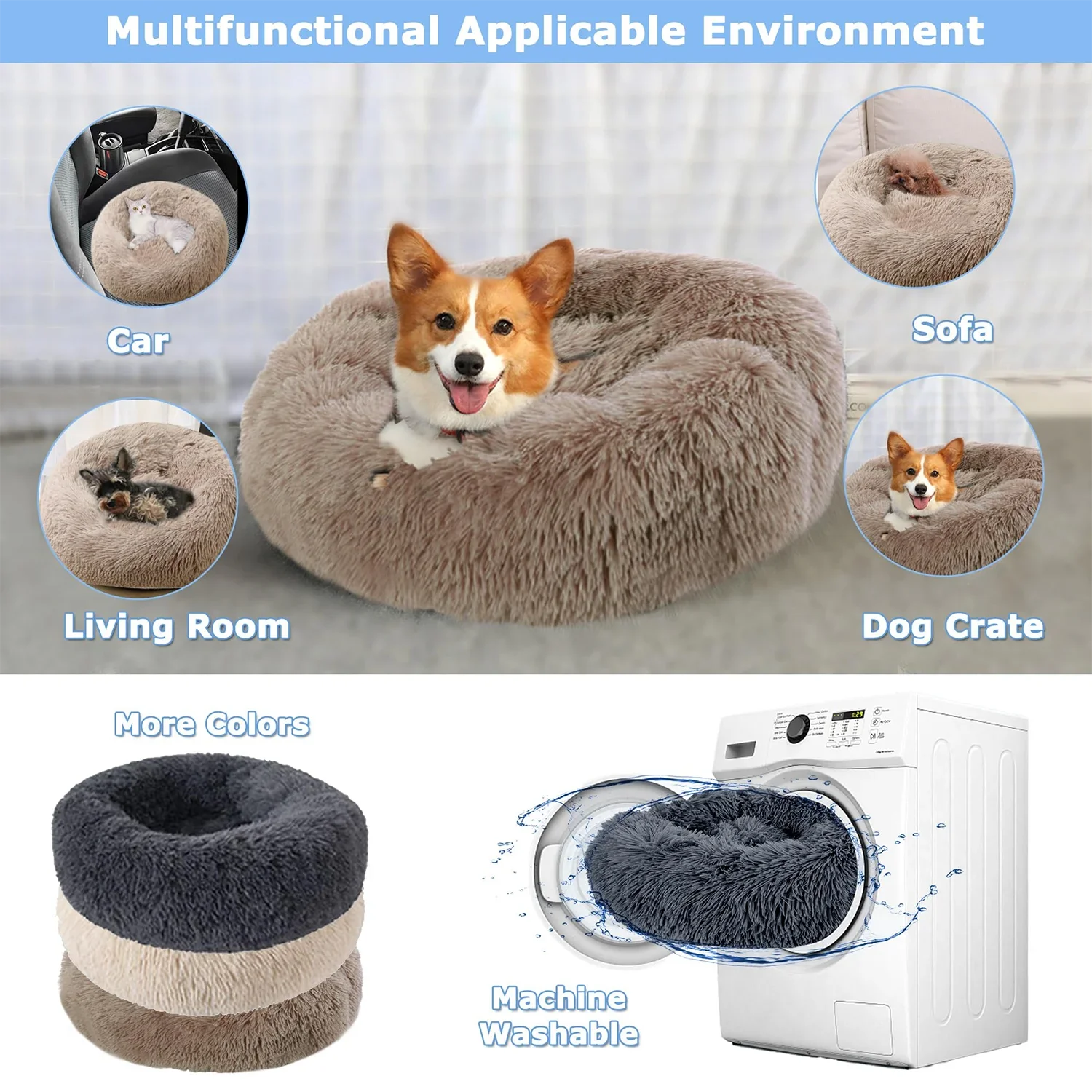 Super Soft Pet Cat Bed Plush Full Size Washable Calm Bed Donut Bed Comfortable Sleeping Artifact Suitable For All Kinds Of Cats - Image 3