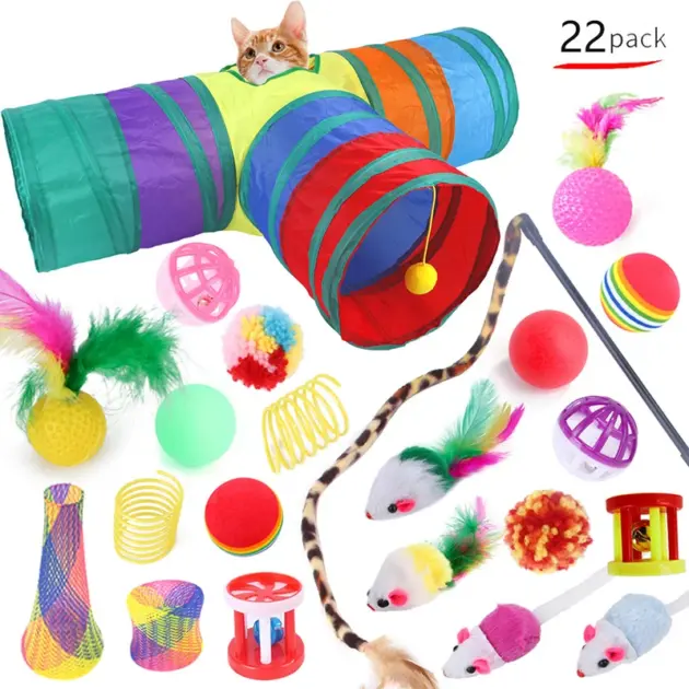 Cat Toys Cat Kitten Play Tunnel Mouse Shape Balls Foldable Chat Funny Cat Tent Mouse Supplies Simulation Fish
