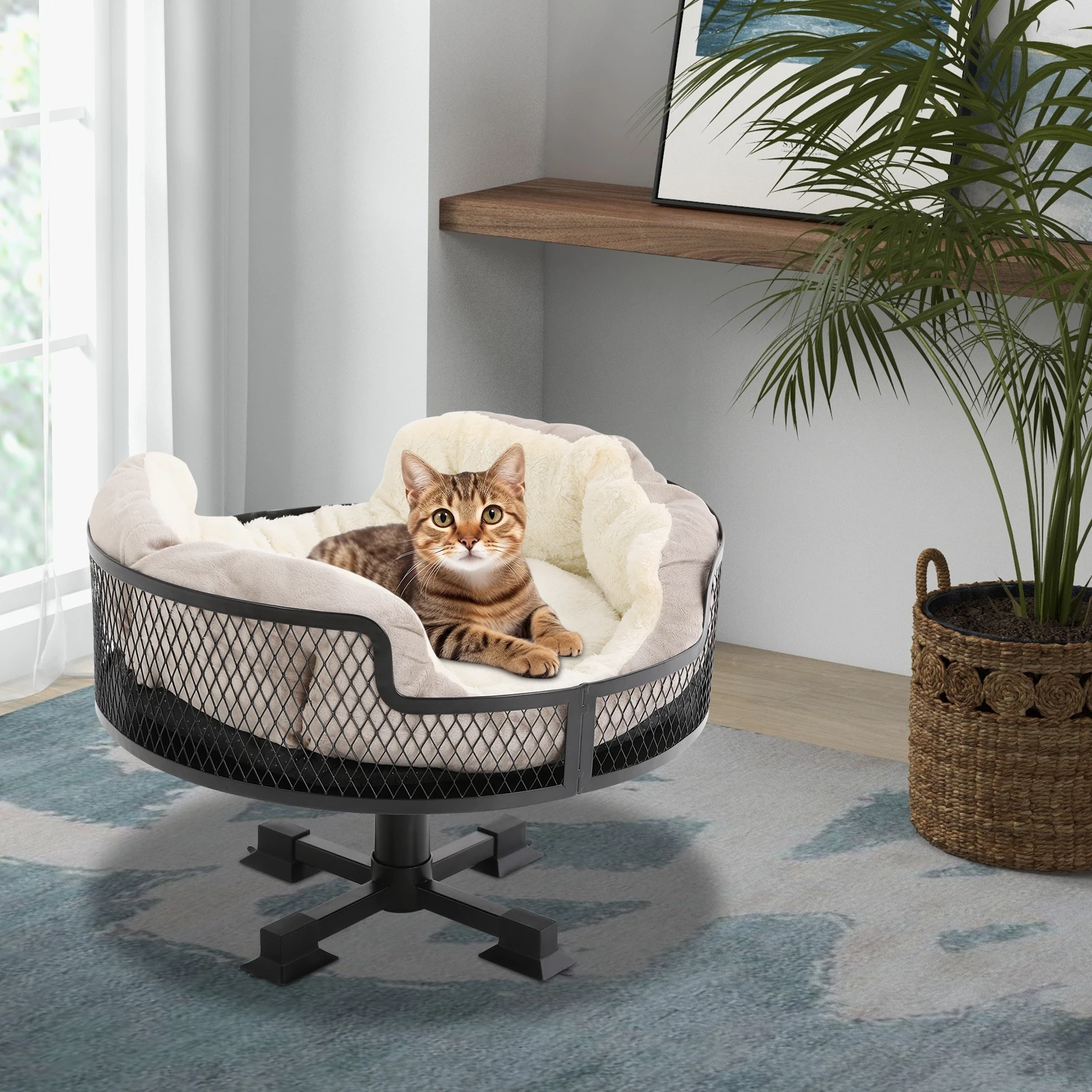 Portable Stainless Steel Elevated Cat Desk Bed 22.05 Lbs Weight Capacity Or Small Cats And Dogs