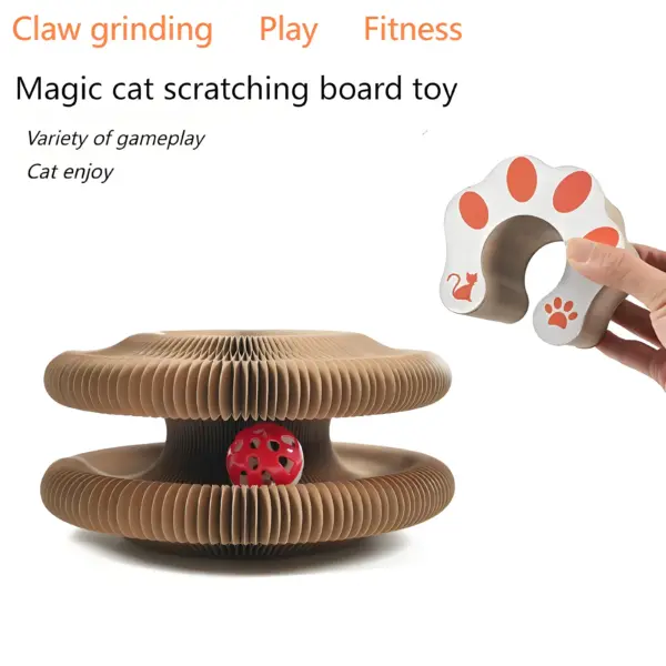 Cat Scratching Board with Bell – Corrugated Paper Toy, Durable Scratch Pad for Cats, Interactive Play & Stress Relief - Image 2