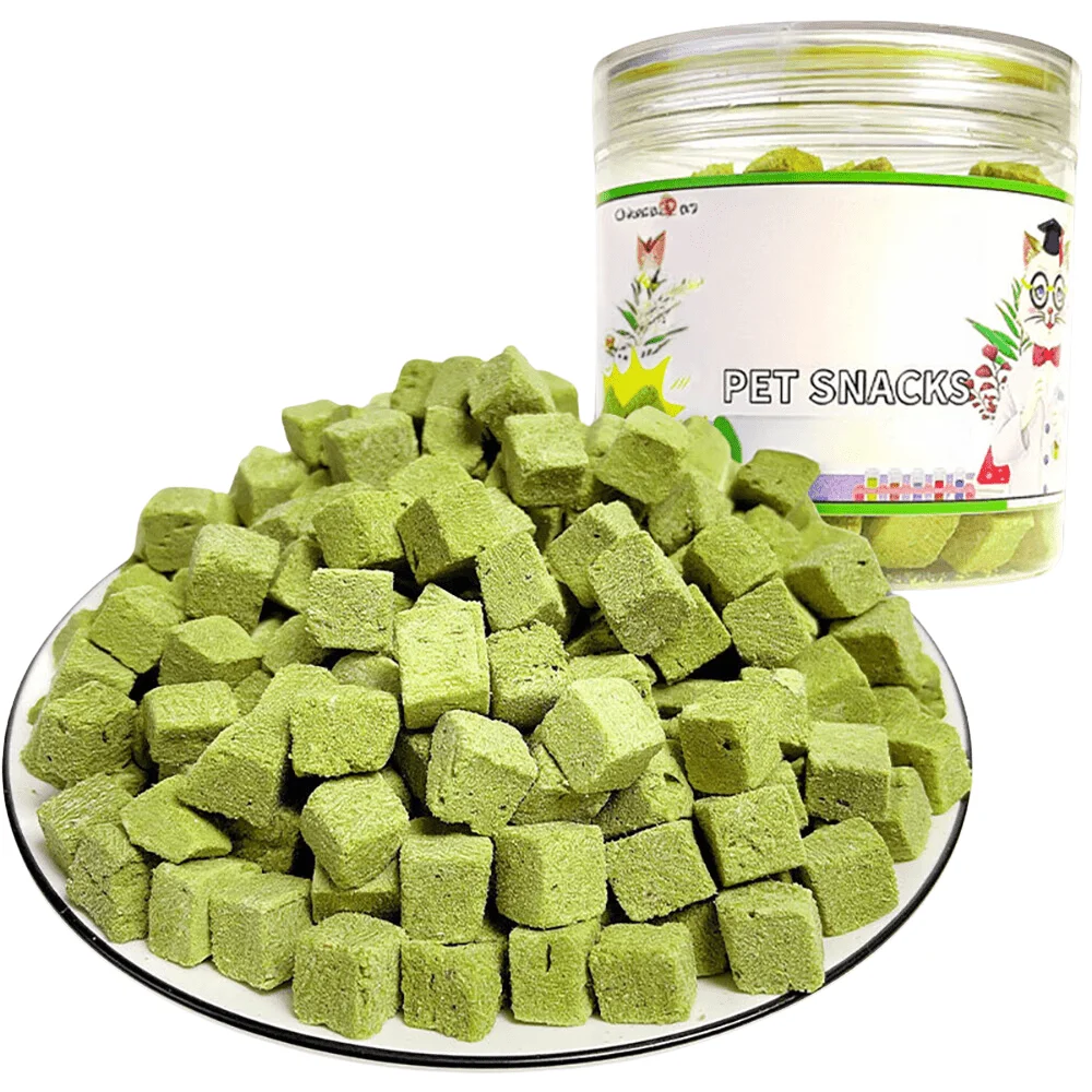 3.8oz/100g Cat Grass Treats for Hairball Support and Teeth Cleaning, Chicken Flavored Hairball Treats for Cats