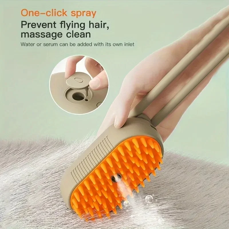 Cat Dog Pet Spray Massage Brush One Button Steam Spray Folding Rotatable Floating Hair Bath Hair Removal Brush Comb - Image 2
