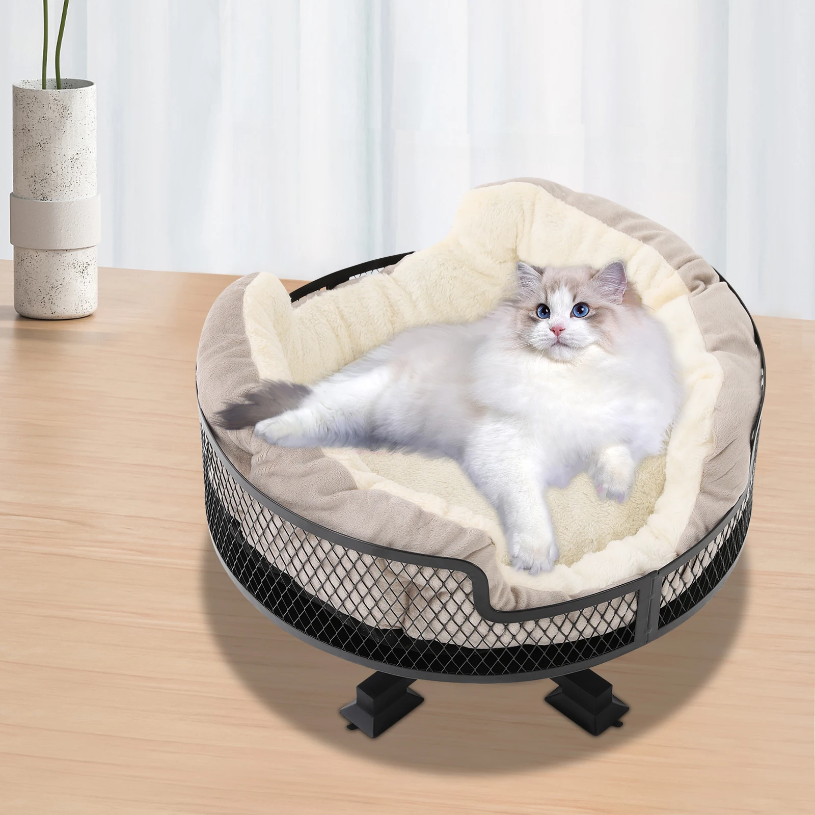 Portable Stainless Steel Elevated Cat Desk Bed 22.05 Lbs Weight Capacity Or Small Cats And Dogs - Image 3