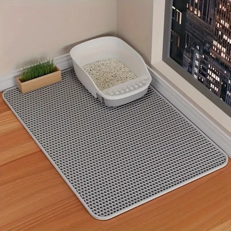 Honeycomb Double Layer Cat Litter Trapping Mat, Non-slip Washable Cat Cleaning Mat For Pet Toilet Kennel Litter Box - Image 2