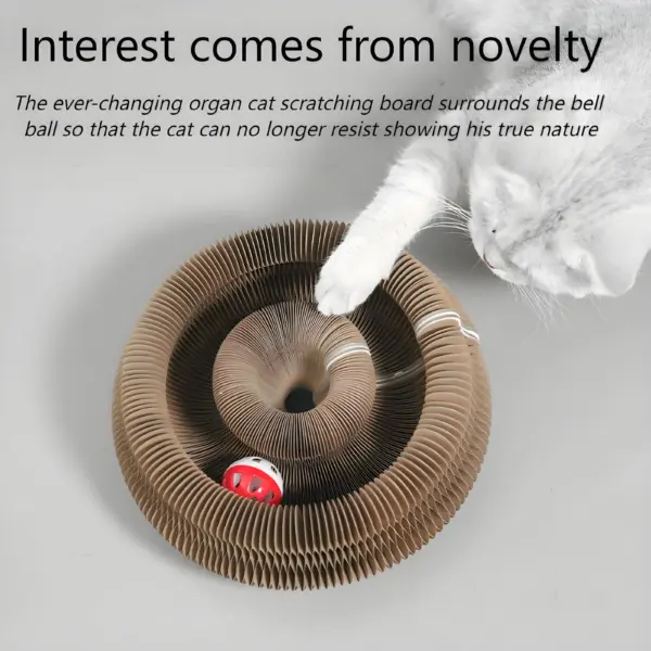 Cat Scratching Board with Bell – Corrugated Paper Toy, Durable Scratch Pad for Cats, Interactive Play & Stress Relief - Image 3
